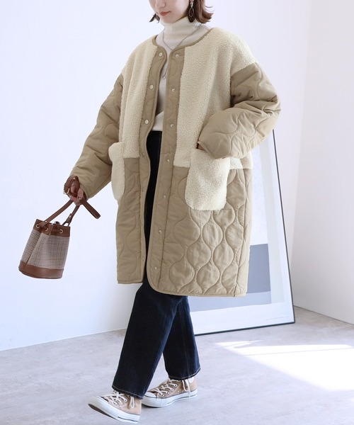 「reca」 ノーカラーコート L ブラック レディース_画像8