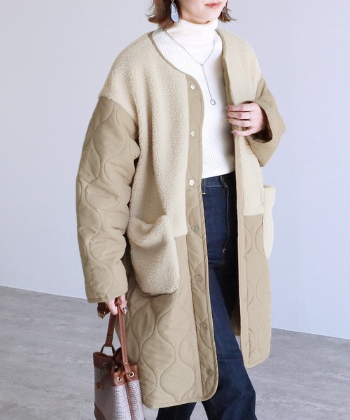 「reca」 ノーカラーコート L ブラック レディース_画像9