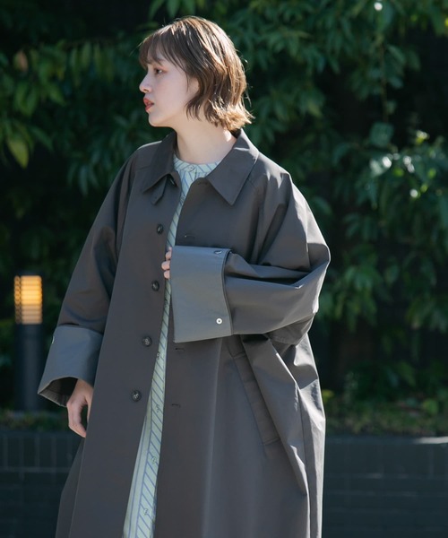 「KBF」 ステンカラーコート 36 ベージュ レディース_画像2