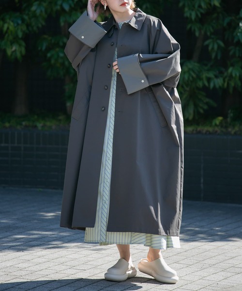 「KBF」 ステンカラーコート 36 ベージュ レディース_画像3