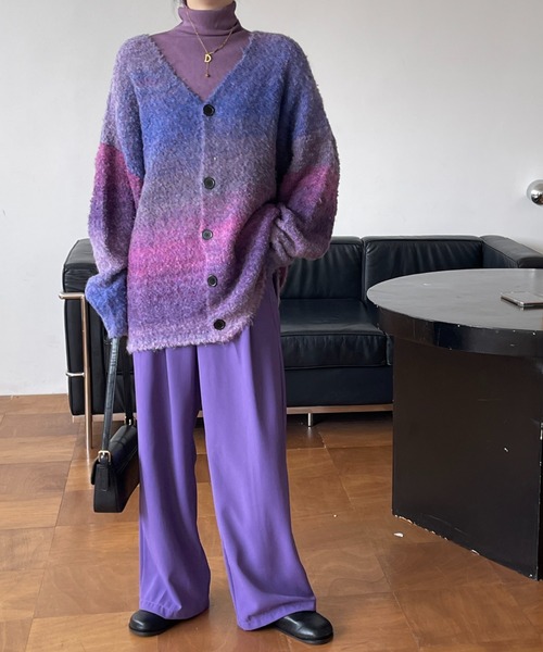 「emi+」 ニットカーディガン FREE ブルー レディース_画像2