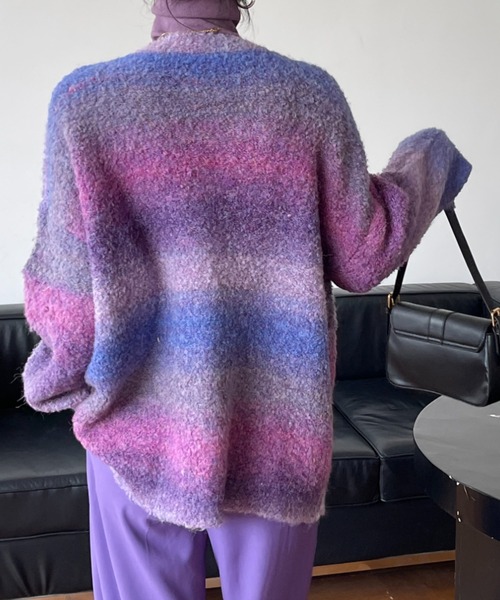 「emi+」 ニットカーディガン FREE ブルー レディース_画像4