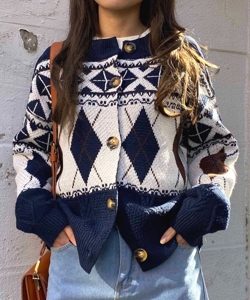 「NANEA」 ニットカーディガン フリー アイボリー レディース_画像3