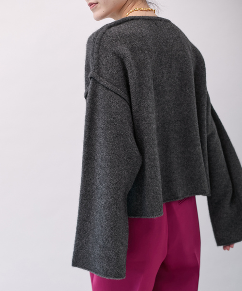 「VERMEIL par iena」 長袖ニット - ホワイト レディース_画像4