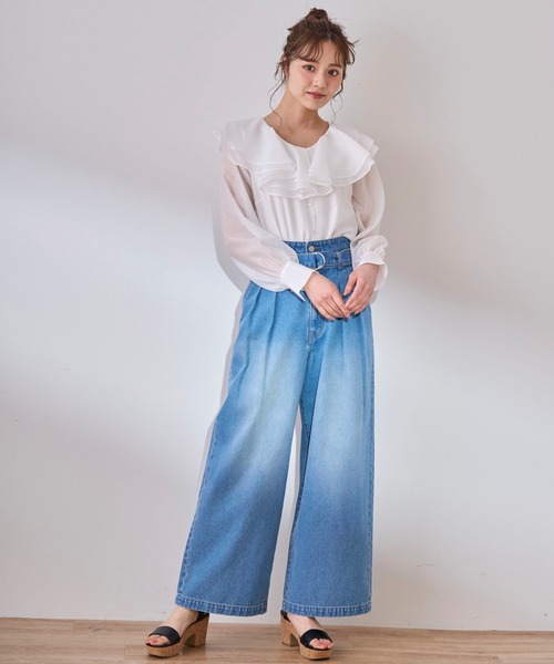 31 Sons de mode ブラウス シャツ シアーフリルブラウス
