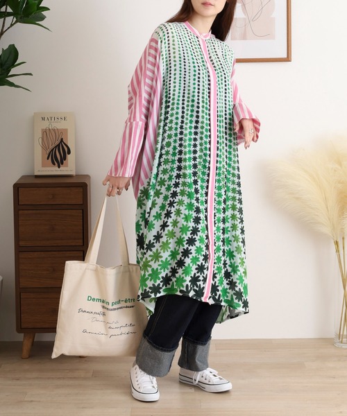 kilki（キルキー） シャツワンピース フローイングフラワー柄シャツ