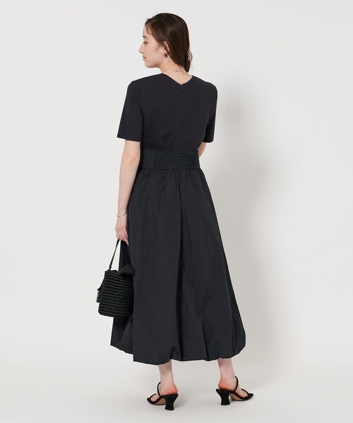 UNITED ARROWS ワンピース フィット＆フレア チェックタフタ
