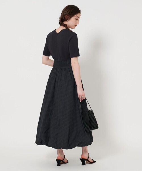 UNITED ARROWS ワンピース フィット＆フレア チェックタフタ