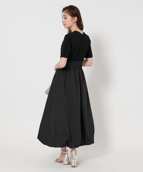 UNITED ARROWS ワンピース フィット＆フレア チェックタフタ