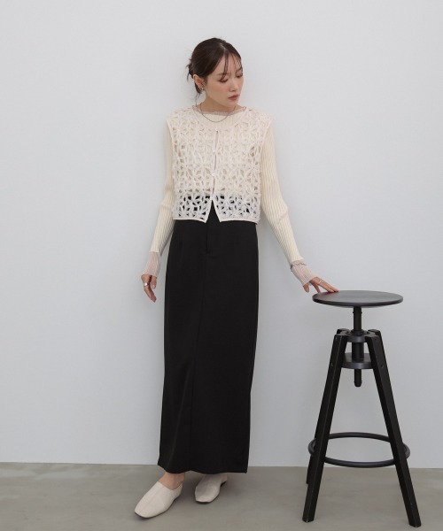 BAB（バブ） ベスト ジレ 前後2WAYフラワーレースベスト レディース