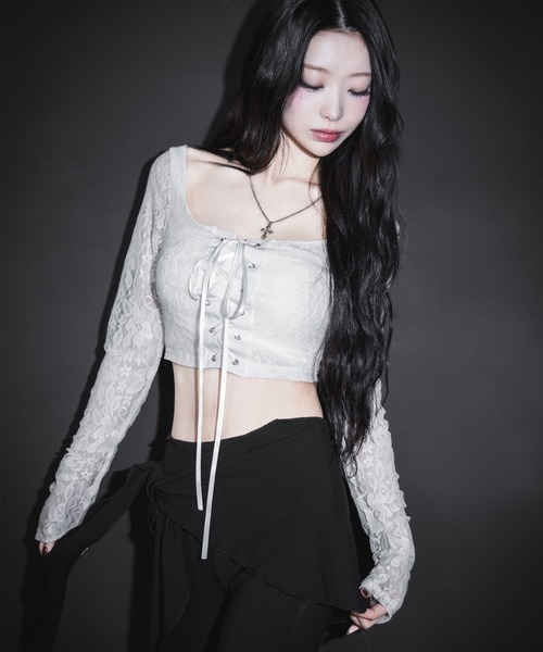 【リボン変更】MRcorset レースアップベリーショートコルセット 3color ／ カップ付き 】レースアップコルセットリボンショート