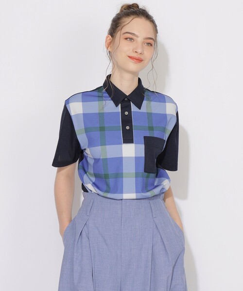 CB CRESTBRIDGE ポロシャツ ポロ パーシャルチェックポロ レディース