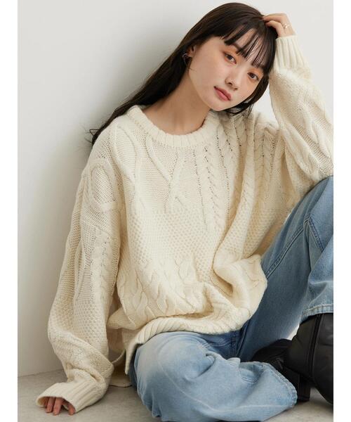 「AMERICAN HOLIC」 長袖ニット M パープル レディース_画像2