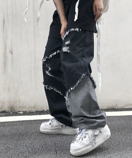 [ARULE] повреждение обработка Denim брюки X-LARGE черный женский 