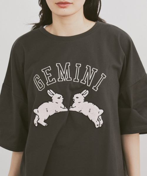 MERLOT（メルロー） tシャツ うさぎ相良刺繍Tシャツ レディース