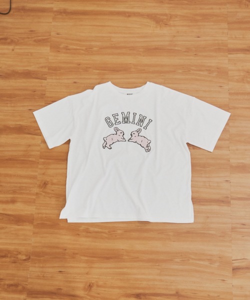 Answer4 刺繍うさぎTシャツ レディースXS アンサーフォー / Tシャツ “刺繍うさぎ” – Run boys! Run girls!