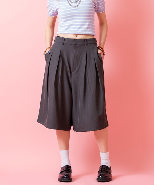 ハーフパンツ スラックス 短パン a.p.o.v. スーパーワイド2タック