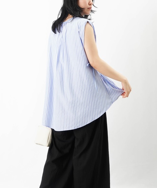 ブラウス シャツ LC/LLL 綿ローンギャザーブラウス/コットンスキッパーシャツ レディース セール】LC/LLL 綿ローンギャザーブラウス/コットンスキッパー