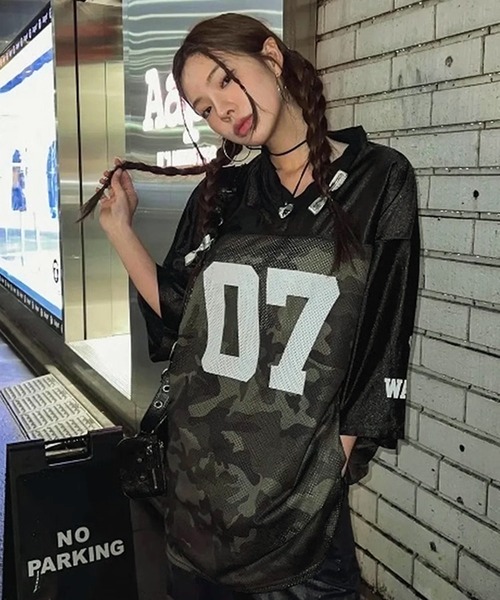VIBGYOR tシャツ 「lulufa」メッシュ切り替えナンバリングゲームシャツ