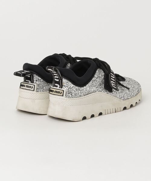 MIUMIU スニーカー 38サイズ miu 「miu miu」 ローカットスニーカー 38 シルバー レディース