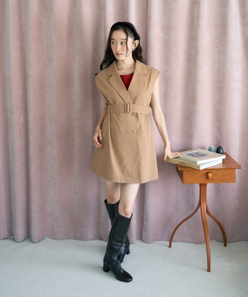 earth music&ecology トレンチコート コート ショートジレンチ