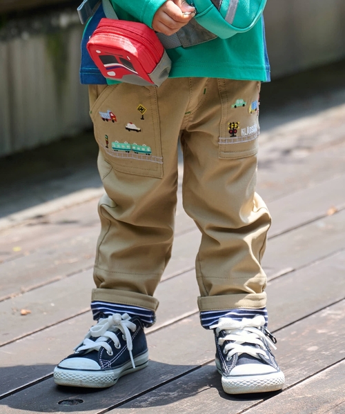 kladskap（クレードスコープ） パンツ 乗り物ロング丈ストレートパンツ