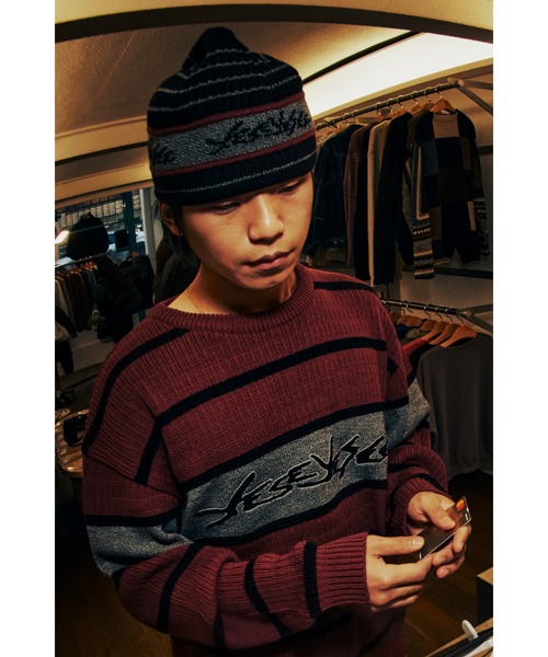 セーター ニット Tenga x Y.E.S Stripe Knit Pullover Red メンズ レディース