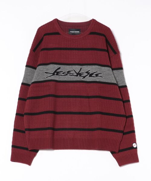 セーター ニット Tenga x Y.E.S Stripe Knit Pullover Red メンズ レディース