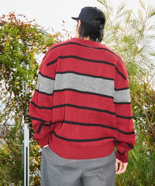 セーター ニット Tenga x Y.E.S Stripe Knit Pullover Red メンズ レディース