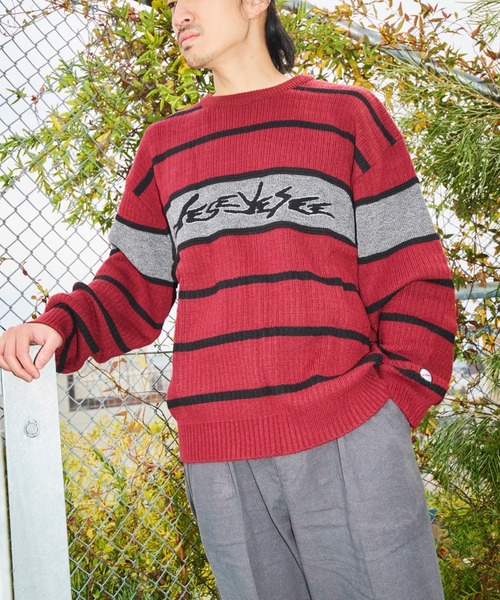 セーター ニット Tenga x Y.E.S Stripe Knit Pullover Red メンズ レディース