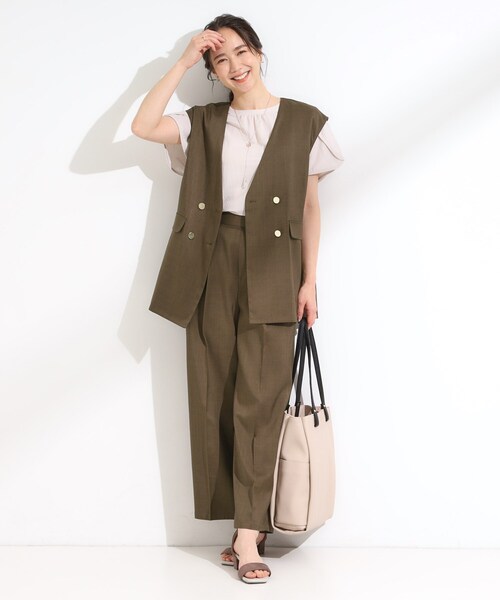  ジレ カーキ M DRESKIP（ドレスキップ） ベスト ジレ 「S-LL/セットアップ可/洗濯後