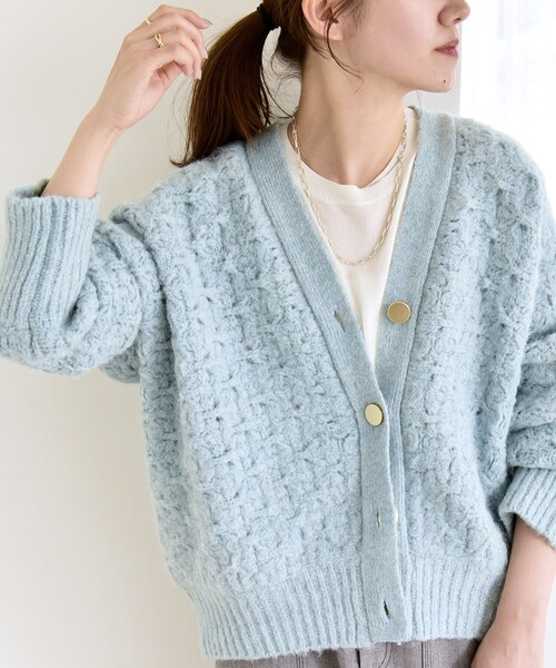 quaranciel カーディガン quaranciel:「手洗い可能」透かし編み V