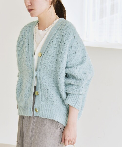 quaranciel カーディガン quaranciel:「手洗い可能」透かし編み V