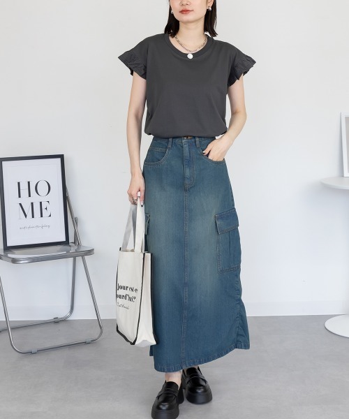 tシャツ フレンチスリーブTシャツ 袖フレア カットソー きれいめ