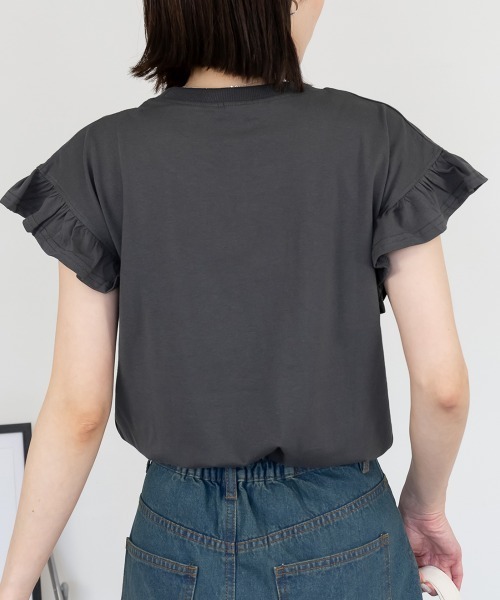 tシャツ フレンチスリーブTシャツ 袖フレア カットソー きれいめ