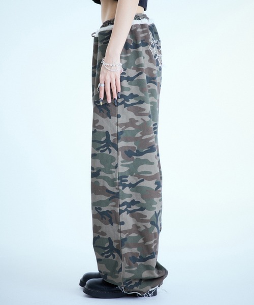 ワイドパンツ スウェットパンツ ジャージ アソート柄スウェットパンツ