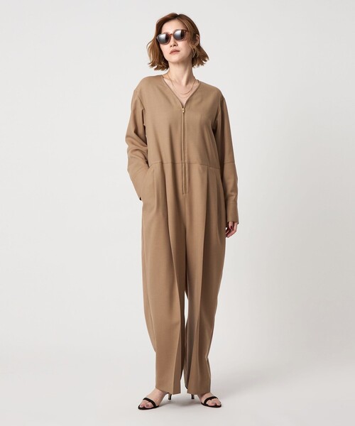 conte オールインワン 「conte」フロントジップ Vネック