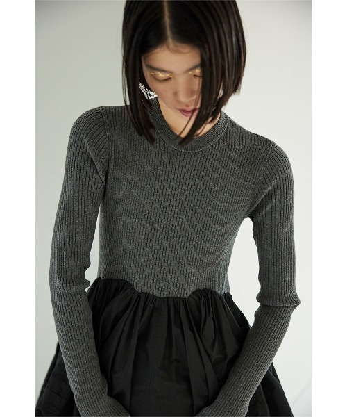 ワンピース OMMO QUILTING DOCKING VOLUME OP BLACK OMMO ONLINE STORE / SWEAT DOCKING QUILTING OP