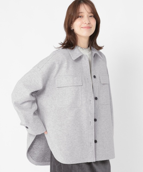 CASEY VIDALENC マオカラー ウールシャツジャケット　グレー　S CASEY VIDALENC マオカラー ウールシャツジャケット グレー S CASEY