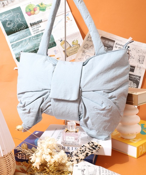 新品❣️大❣️クロスミンク使用❣️トートバッグリボン Crossi トートバッグ 中綿キルティングリボントートバッグ レディース
