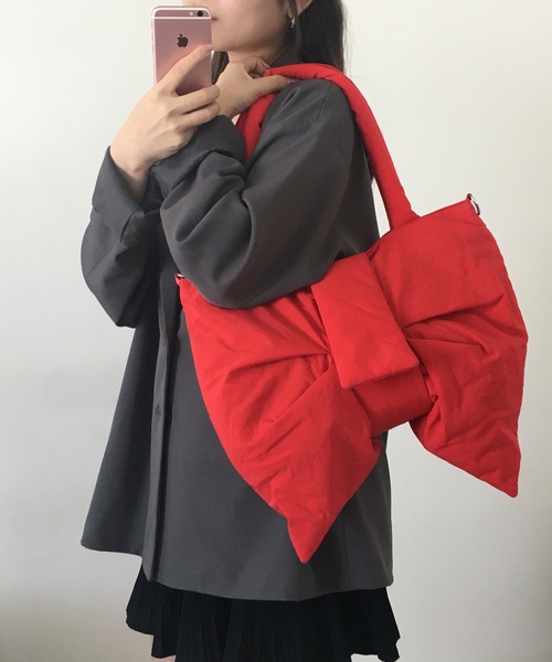 Crossi バッグインバッグ トートバッグ 大きめ 中綿キルティングリボン