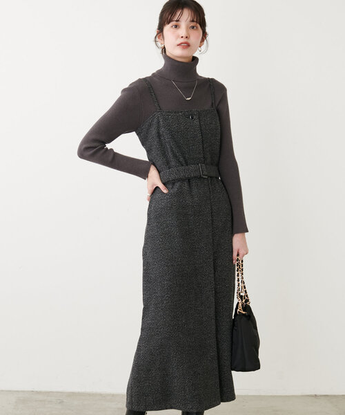 「natural couture」 キャミソールワンピース FREE ブラック レディース_画像5