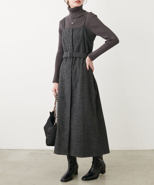 「natural couture」 キャミソールワンピース FREE ブラック レディース_画像6