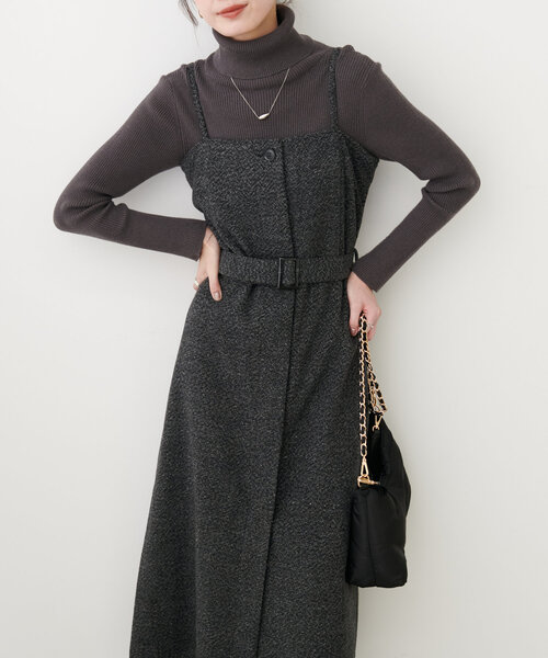 「natural couture」 キャミソールワンピース FREE ブラック レディース_画像7