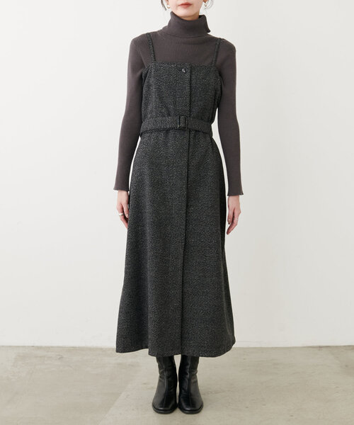 「natural couture」 キャミソールワンピース FREE ブラック レディース_画像8