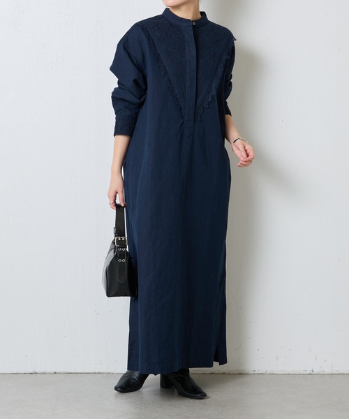 「NE QUITTEZ PAS!」 長袖ワンピース FREE ネイビー レディース_画像2