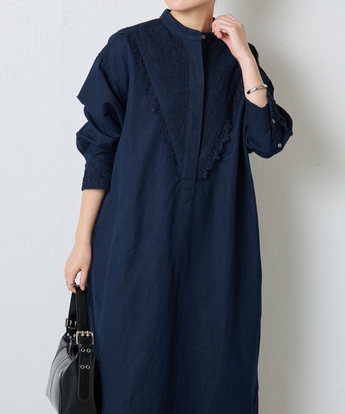 「NE QUITTEZ PAS!」 長袖ワンピース FREE ネイビー レディース_画像6