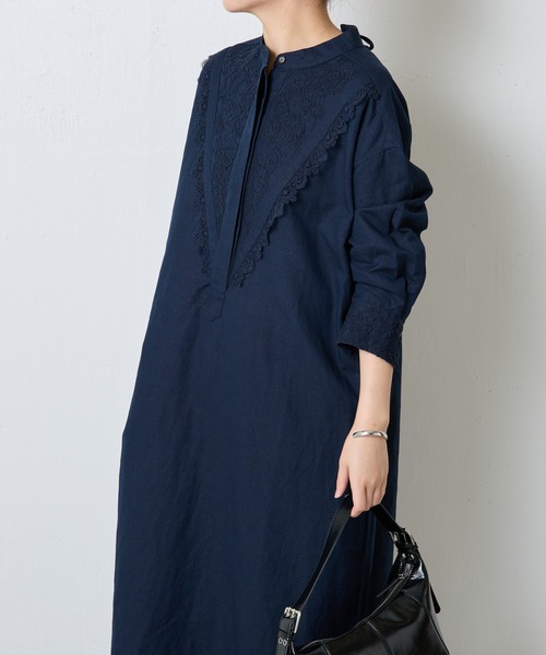 「NE QUITTEZ PAS!」 長袖ワンピース FREE ネイビー レディース_画像7