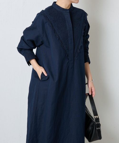 「NE QUITTEZ PAS!」 長袖ワンピース FREE ネイビー レディース_画像9