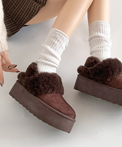 Shoes in Closet（シュークロ） スリッポン 軽量厚底 2WAY ファー
